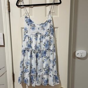 NEW WITH TAGS! Altar'd State White Dress with Blue Floral Pattern